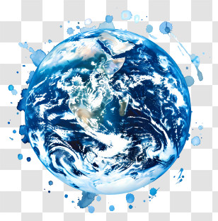 World Water Day - Blue Watercolor Style Earth Illustration Transparent PNG