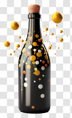Black Bottle - Festive Sparkling Bottle Illustration Transparent PNG