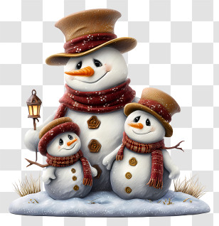 Snowman Family - Cute Snowman Family Transparent PNG