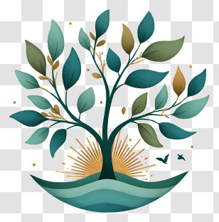 Nature Club - Eco Tree Sunrise Emblem Transparent PNG