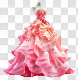 Chanel Wedding Dress - Elegant Pink Ruffled Gown For Special Occasions Transparent PNG