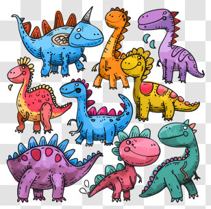Dinosaurs - Cute Cartoon Dinosaurs Collection Transparent PNG