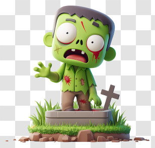 Zombie Emerging From Grave - Cute Green Zombie Rising Transparent PNG