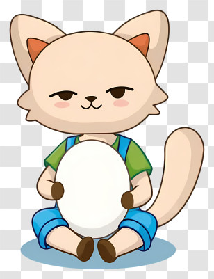 Cat Holding A Sign - Cartoon Cat Holding Egg Transparent PNG