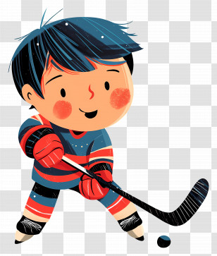 Hockey Boy - Child Playing Hockey Illustration Transparent PNG