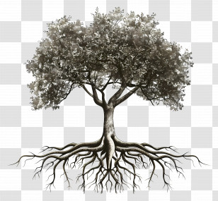 Tree With Roots - Tree With Visible Roots Illustration Transparent PNG
