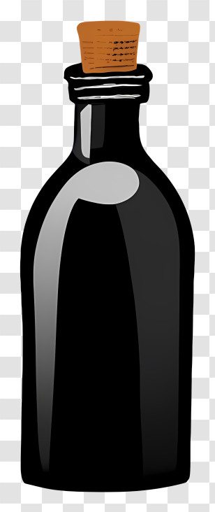 Cartoon - Black Glass Bottle With Cork Stopper Transparent PNG