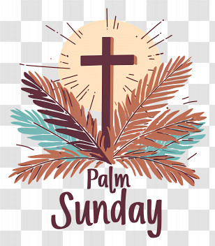 Palm Sunday - Cross With Palm Leaves For Palm Sunday Transparent PNG