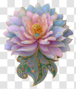 Embroidery Art - Pastel Jeweled Lotus Flower Transparent PNG