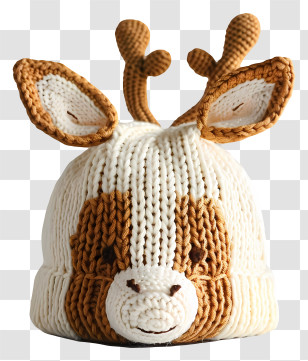 Knit Cap - Cute Knitted Hat With Deer Antlers Transparent PNG