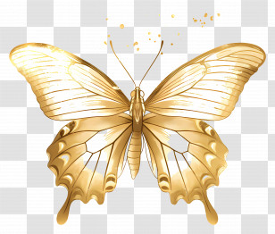 Gold Butterfly - Golden Butterfly Illustration Transparent PNG