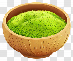 Matcha Powder - Foamy Green Tea In Wooden Bowl Transparent PNG