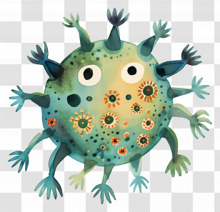 Virus - Cute Virus Cartoon Illustration Transparent PNG