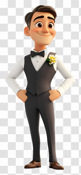 Cartoon Groom - Animated Groom In Wedding Attire Transparent PNG