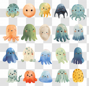 Emoji - Cute Cartoon Octopus Collection Transparent PNG