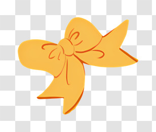 Yellow Bow - Playful Design Of A Yellow Bow Ribbon Transparent PNG