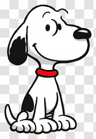 Snoopy - Adorable Cartoon Dog With Red Collar Transparent PNG