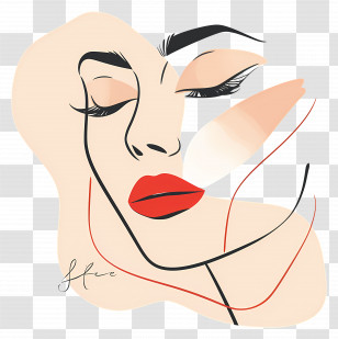 Makeup Woman - Stylized Face Art With Red Lips Transparent PNG