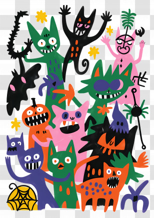 Cartoon Monsters - Colorful Halloween Monsters Illustration Transparent PNG