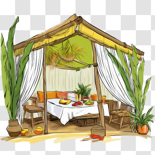 Sukkot
 - Relaxing Bamboo Cabana Illustration Transparent PNG
