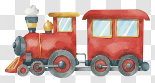 Cartoon - Red Cartoon Toy Train Illustration Transparent PNG