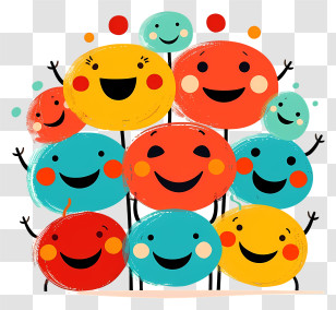 Smiling Faces - Group Of Happy Faces Transparent PNG