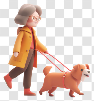 Senior - Elderly Woman Walking Her Dog Outdoors Transparent PNG