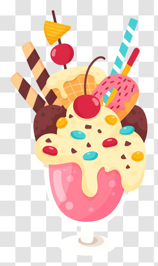 Milkshake - Delicious Ice Cream Sundae Transparent PNG