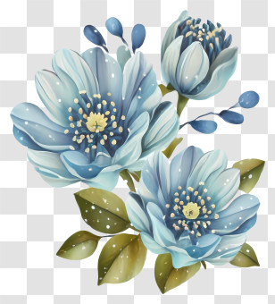 Watercolor Painting - Beautiful Blue Flowers Bouquet Transparent PNG
