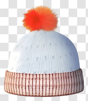 Knitted Beanie - Warm Winter Hat With Pom-pom Transparent PNG
