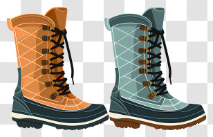 Winter Boots - Winter Lace-up Boots In Orange And Blue Transparent PNG