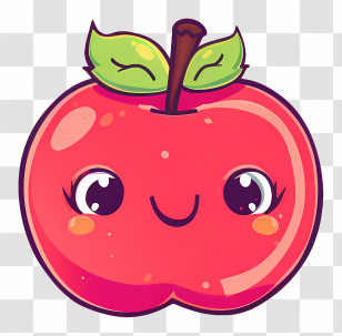 Cute Apple - Smiling Apple With Cute Cartoon Expression Transparent PNG