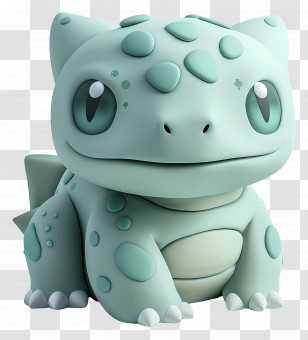 Bulbasaur - Adorable Green Dinosaur Figurine Transparent PNG