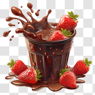 Chocolate Milk - Chocolate Splash With Strawberries Transparent PNG