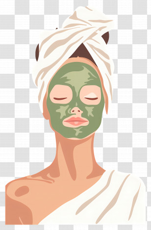 Spa Face Mask - Woman With Green Face Mask In Spa Illustration Transparent PNG