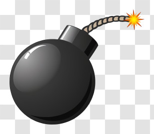 Timer Bomb - Cartoon Black Bomb With Lit Fuse Transparent PNG