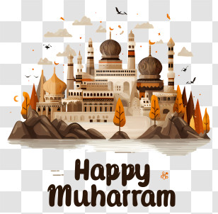 Happy Muharram Text - Happy Muharram Celebration Illustration Transparent PNG