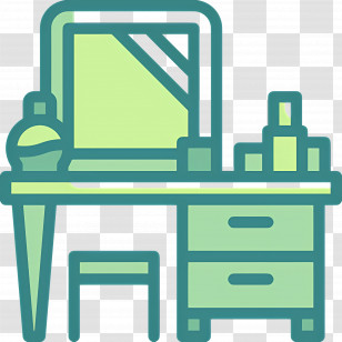 Bathroom Vanity - Vanity Table With Mirror And Cosmetics Transparent PNG