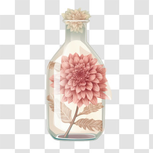 Dahlia Flower - Flower In A Glass Bottle For Decoration Transparent PNG
