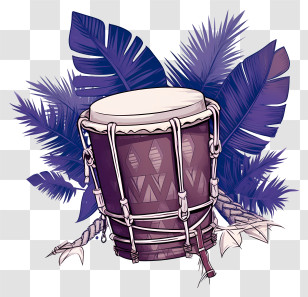 Purple Drum - Decorative Drum With Purple Leaves Transparent PNG