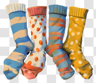 Lots Of Socks - Colorful Socks With Stripes And Polka Dots Transparent PNG