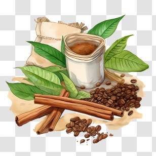 Coffee Beans Bag - Coffee Beans With Cinnamon Illustration Transparent PNG