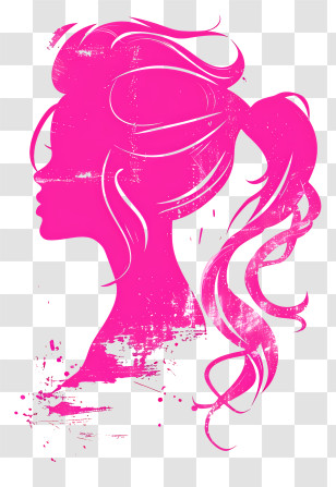 Pink Barbie Head Silhouette - Pink Silhouette Of A Woman With Ponytail Transparent PNG