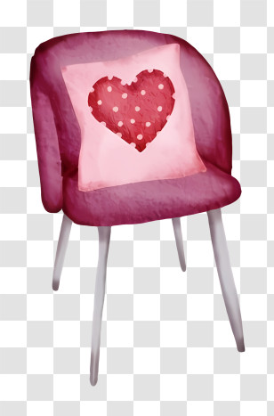 Pink Couch - Heart Chair With Cushion Transparent PNG