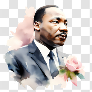 Martin Luther King Jr Day - Man With Rose Portrait Illustration Transparent PNG
