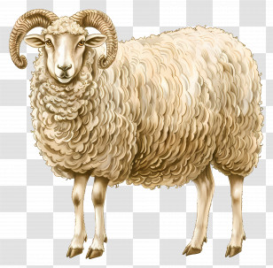 Realistic Woolly Sheep - Realistic Woolly Sheep Illustration Transparent PNG
