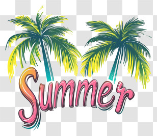 Summer Logo - Tropical Palm Trees For Summer Transparent PNG