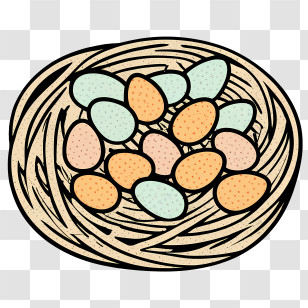 Cartoon Eggs - Nest With Colorful Eggs Transparent PNG