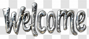 Welcome - Silver Metallic Welcome Text Decoration Transparent PNG