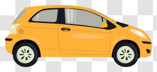 Small Yellow Car - Compact Yellow Car Illustration Transparent PNG